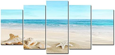 5枚セット 新品 アートパネル アートポスター 海 海岸 波 砂浜 キャンバス画 絵 現代アート 壁掛け 木枠 キャンバス インテリア
