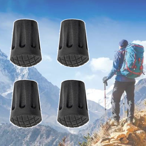 送料無料 トレッキングポール ラバーキャップ 交換用 先端 ハイキング 登山 ストック スティック ノルディック 4個セット (4) 