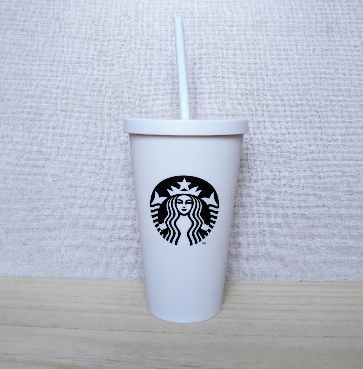 未使用 スターバックス ロゴ コールドカップ タンブラー マットホワイト 473ml スタバ STARBUCKS ストロー ホワイト_画像1