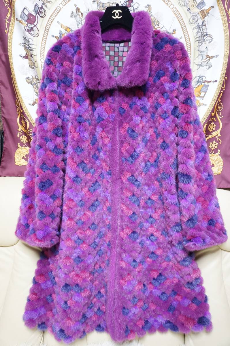チエイマイ CHIE IMAI ロイヤルチエ「 モザイク・ドゥ・チエ 」最上位 ロイヤルサガ ミンク毛皮ファーコートです。とても綺麗です。”11094_画像6