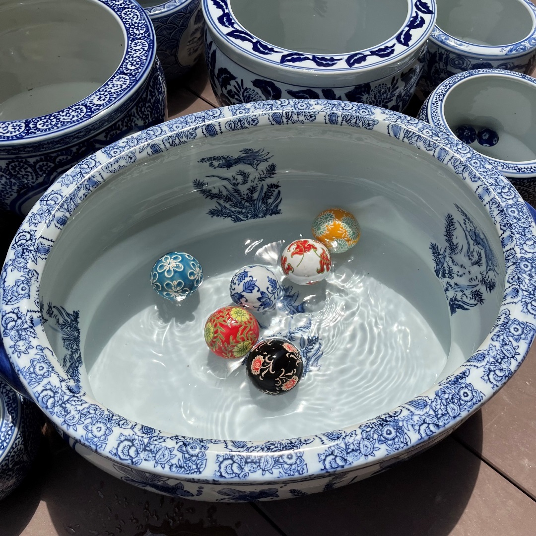 浮き球(大) 染付陶器 6球セット 彩色 浮き玉 | clinicaversalles.com.pe
