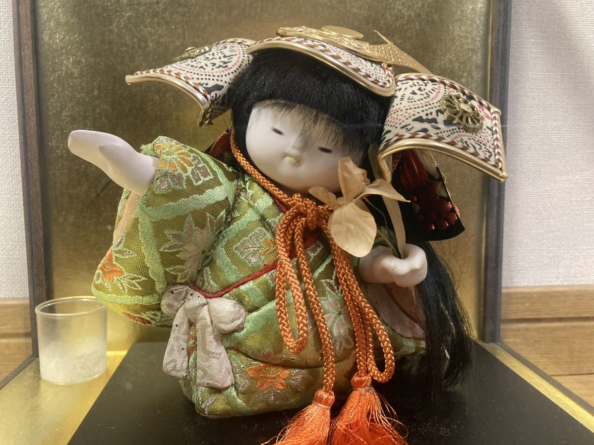中古 日本人形 ガラスケース付き 五月人形 兜 ひな人形 市松人形
