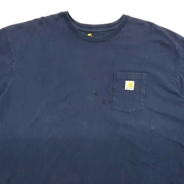 古着 カーハート CARHARTT ポケットTシャツ ワンポイント ネイビー サイズ表記：4XL　gd80005_画像3