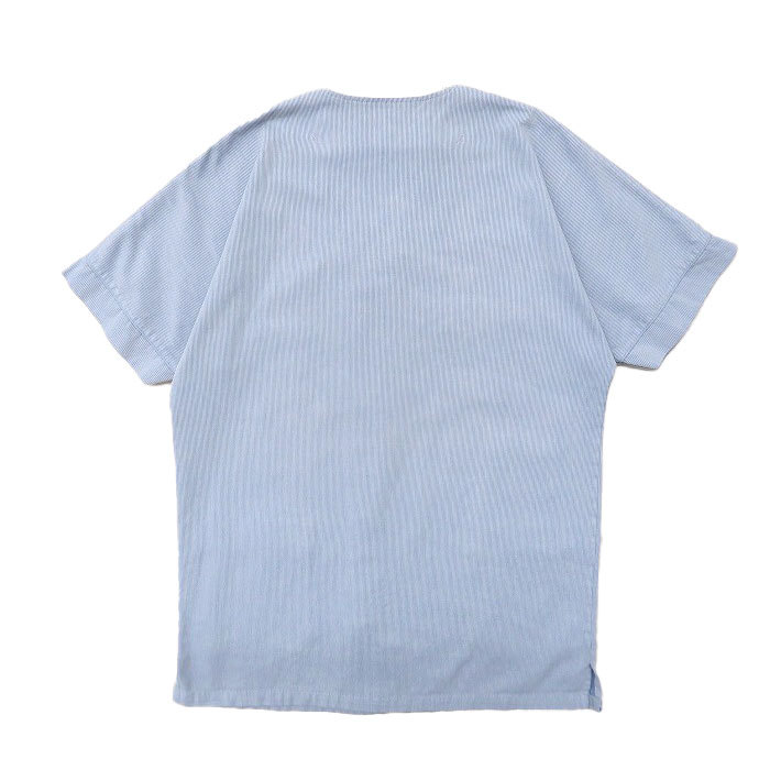 古着 ワークシャツ 半袖 ストライプ柄 スナップボタン サックスブルー ホワイト サイズ表記：1　gd80488_画像2