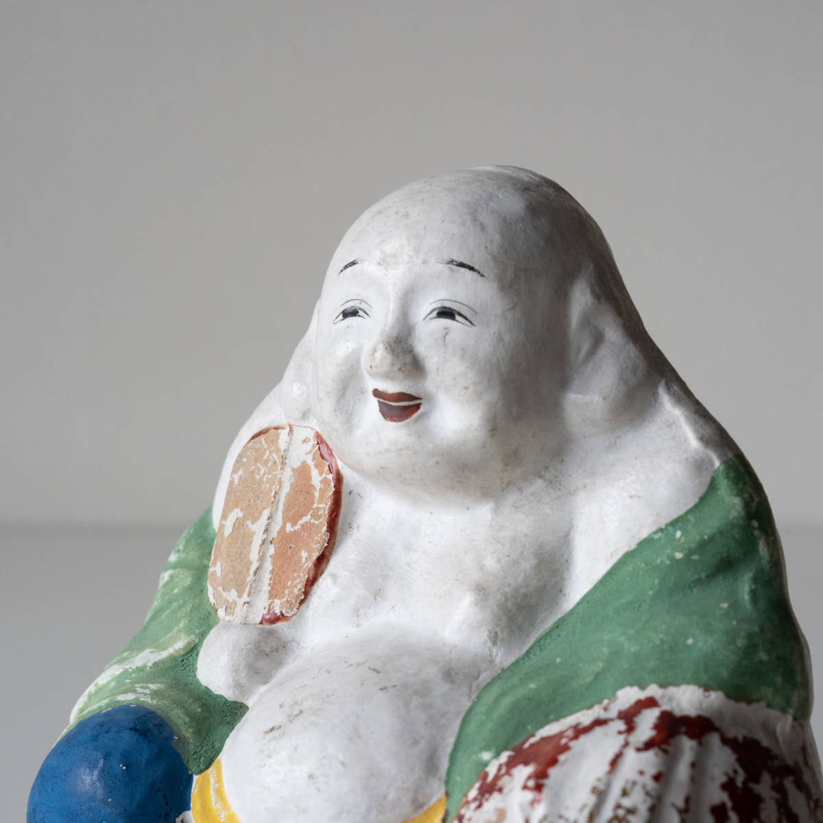 時代物 古い土人形 布袋様 置物 縁起物 郷土玩具 七福神 オブジェ 飾り アンティーク レトロ 仏像 の画像8