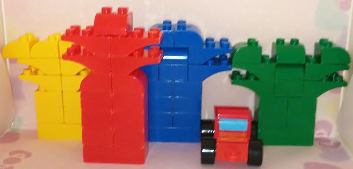 OK IQ200ブロックパーツ58個セット消防車、赤色レッド、黄色イエロー、緑色グリーン、青色ブルー知育玩具_画像1