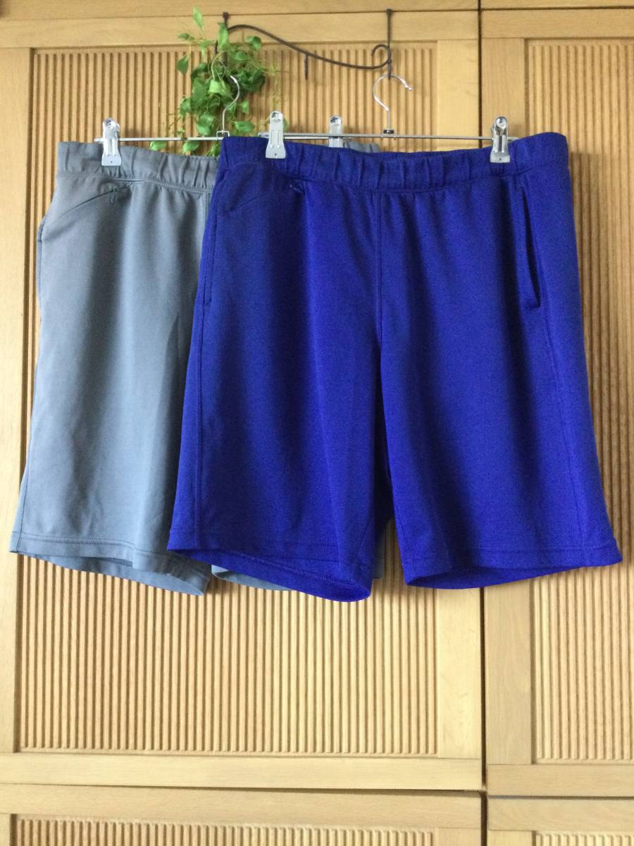 お得な2枚セット☆UNIQLO ドライEXショートパンツ(Lサイズグレーブルースポーツトレーニング速乾涼感冷感エアリズムまとめ売りまとめて ユニクロ ドライEXショートパンツ L