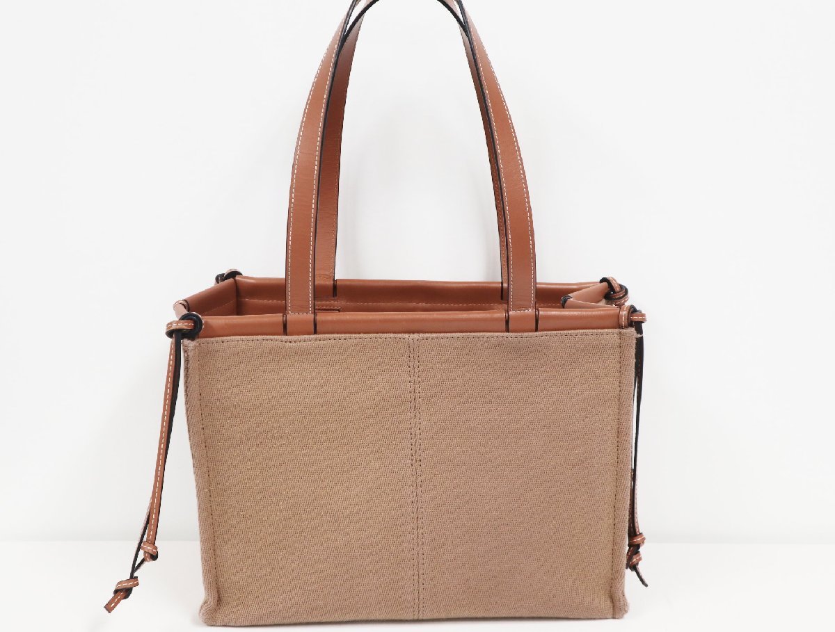 ロエベ LOEWE クッショントート 330.02AA93 キャンバス トート スモール キャンバス ブラウン ショッピング 【中古】 バッグ_画像2