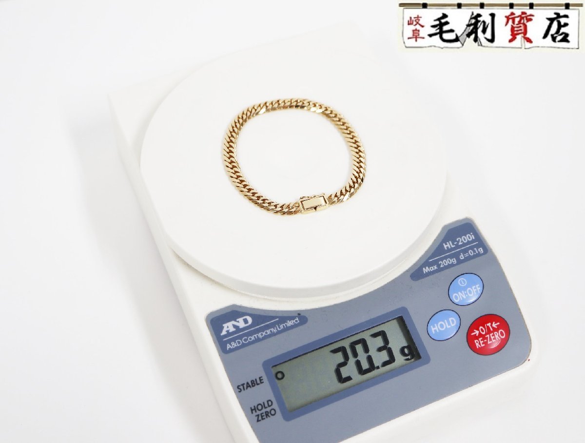 K18 キヘイ 喜平 ブレスレット 6面ダブル 20.3g 6メンダブル イエロー