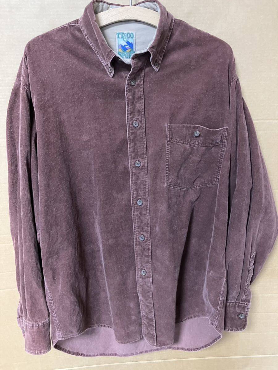 80s〜90s USED TT & CO. SPORT CORDUROY SHIRTS 80's〜90's 中古 コーデュロイ シャツ サイズ MEDIUM OUTDOOR アウトドア 送料無料_画像1