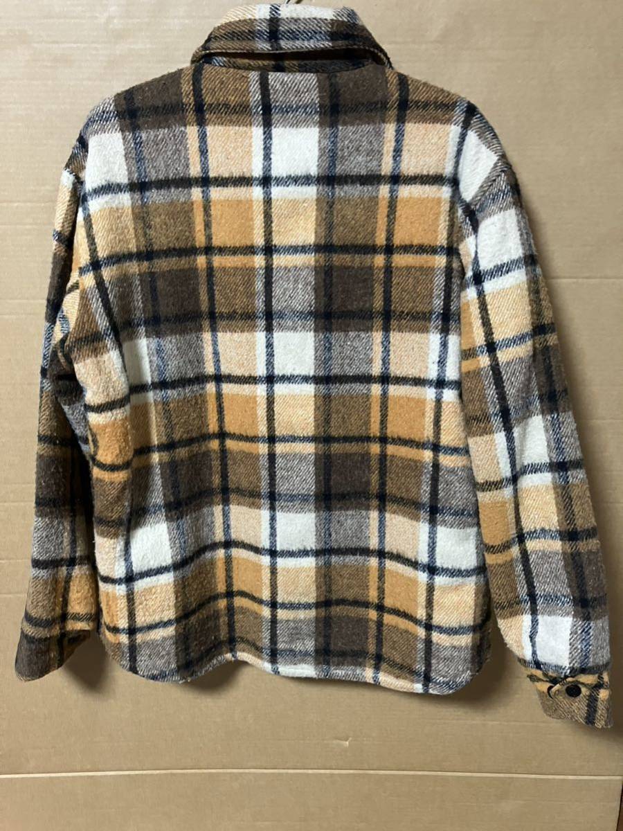 Used 70s PARK AVE Plaid Wool C.P.O. Shirt Jacket 中古 70's チェック柄 ウール CPO シャツ ジャケット アウトドア サイズ M 送料無料