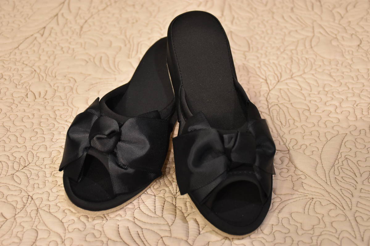 H-SU1-3* conditions attaching free shipping . have!* ribbon * heel slippers * heel 4.* black *23.* lady's M* stylish * pretty * elegant * Ribon 