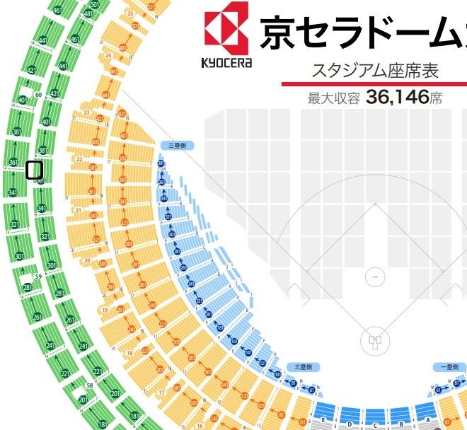 7/9(日) 14 00 オリックスvs西武 三塁側上段C指定席 2枚 連番 7/9(日) 14 00 オリックスvs西武 三塁側上段C指定席 2枚 連番