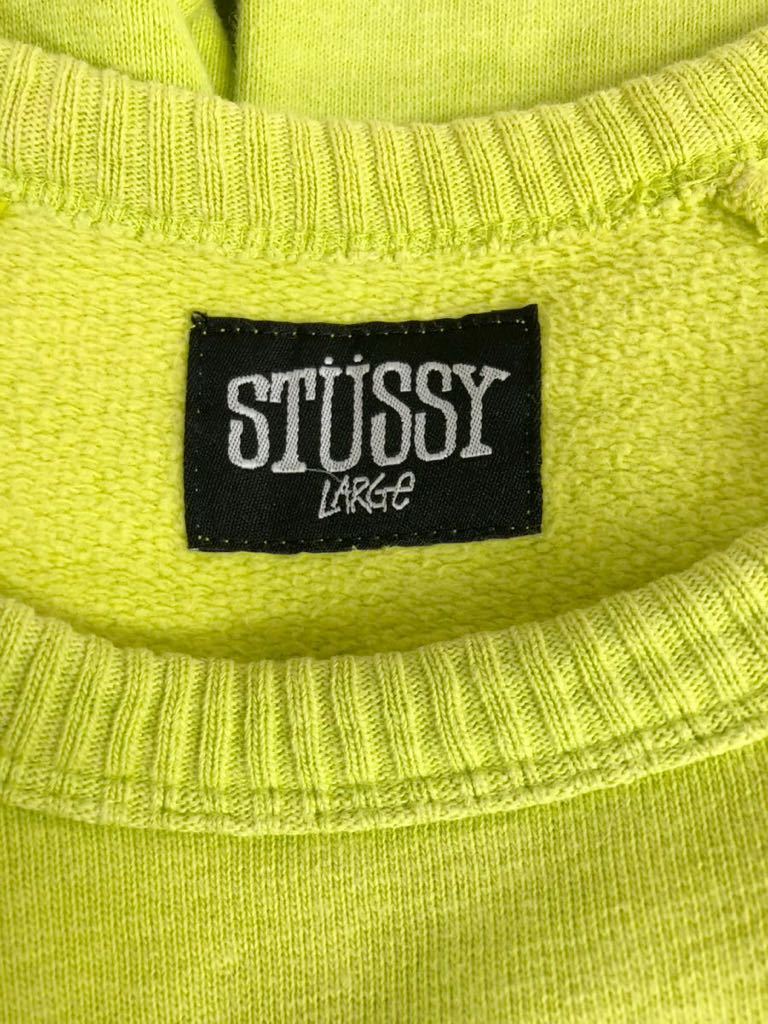 STUSSY ステューシー　メンズ　ライトグリーン　ロゴプリント　長袖　スウェットトレーナー トップス　L表記_画像4