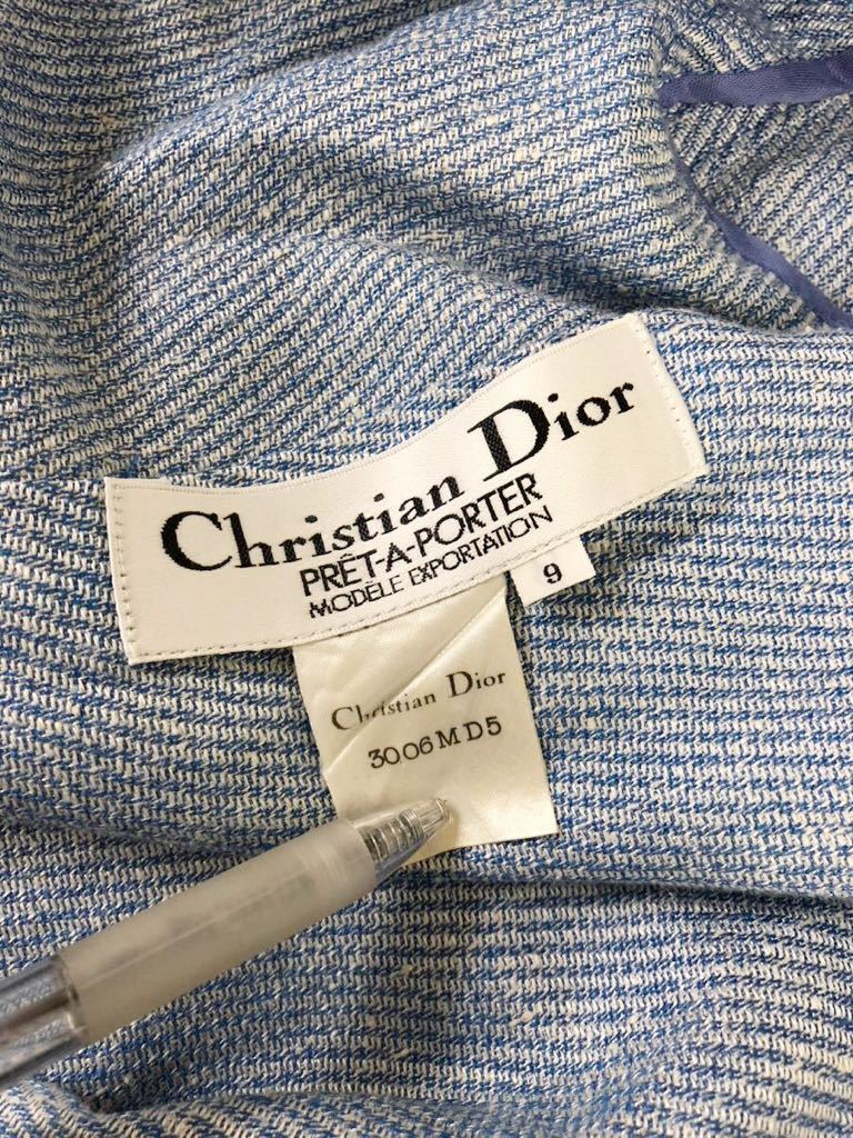 Vintage CHRISTIAN DIOR クリスチャンディオール　レディース　ライトブルー　ジャケット　ブレザー　アウター　上着　9表記_画像3