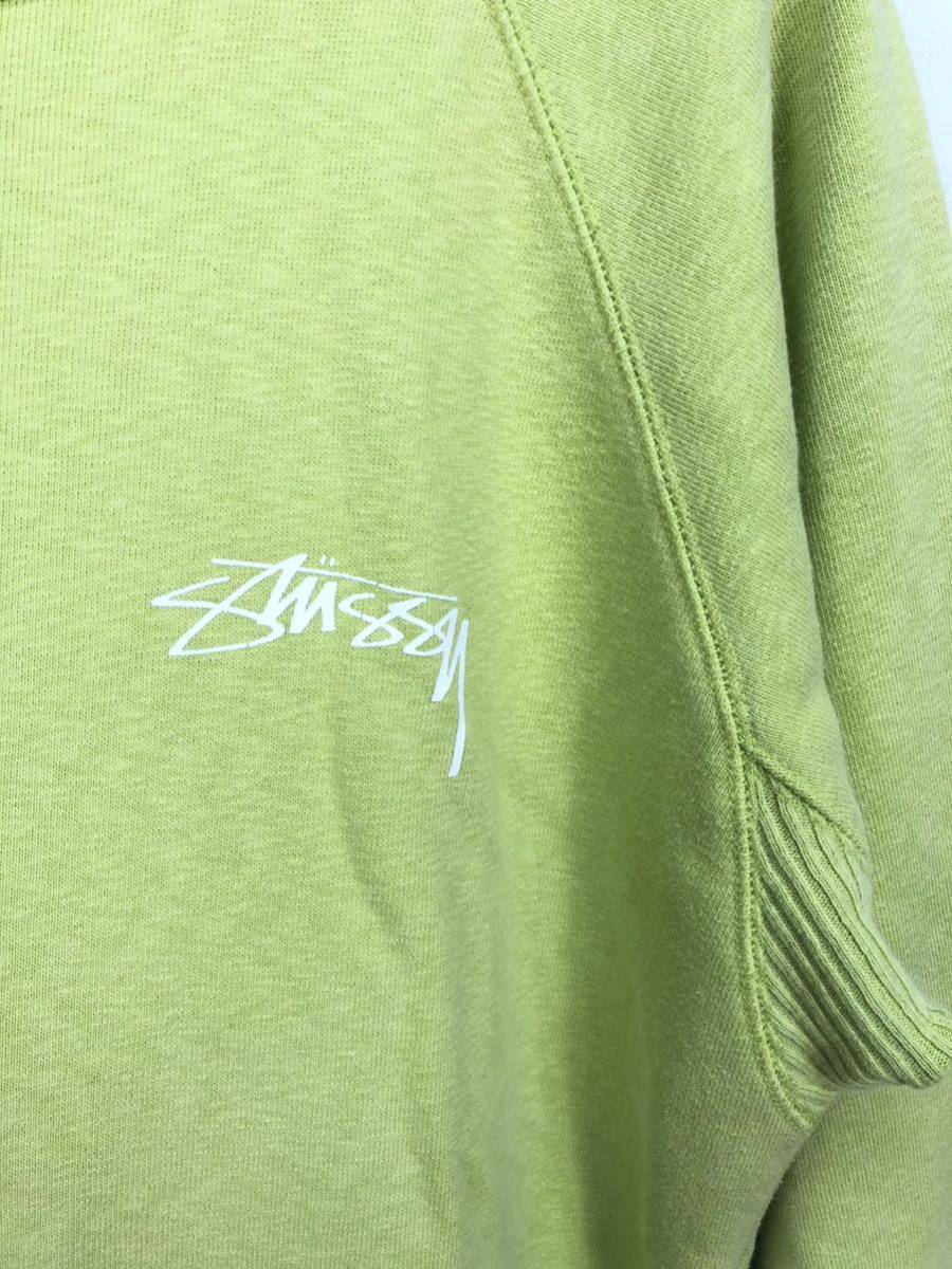 STUSSY ステューシー　メンズ　ライトグリーン　ロゴプリント　長袖　スウェットトレーナー トップス　L表記