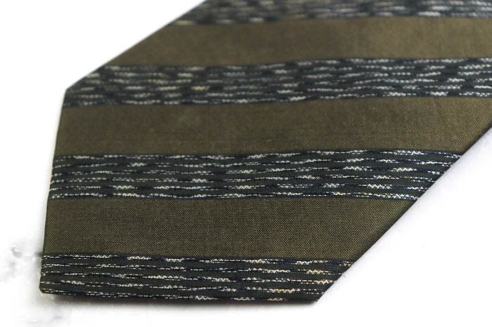  Issey Miyake silk stripe pattern line pattern made in Japan brand necktie men's Brown superior article ISSEY MIYAKE