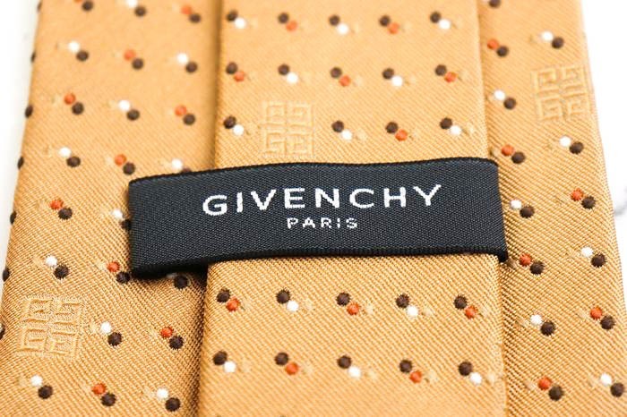 ジバンシイ シルク 小紋柄 総柄 ドット柄 伊製生地 イタリア製 ブランド ネクタイ メンズ ベージュ 良品 GIVENCHY ジバンシー_画像2