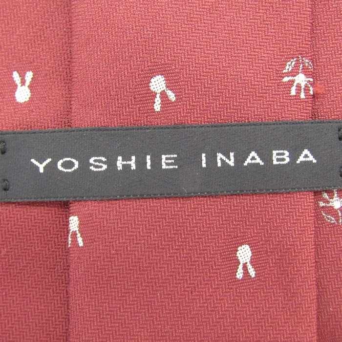 ヨシエイナバ シルク うさぎ 小紋柄 総柄 日本製 ブランド ネクタイ メンズ レッド yoshieinaba_画像4