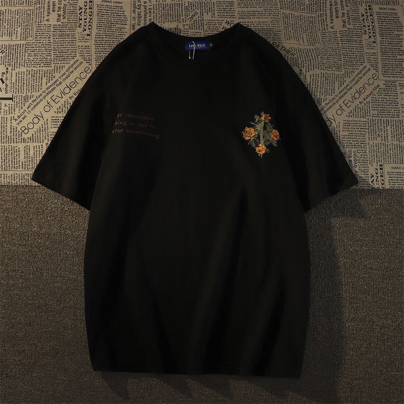 メンズ Tシャツ ティーシャツ ペアルック 半袖 丸首 ゆったり 薄手 夏 花柄 メンズファッション おしゃれ JUAS209(2色S-3XL)_画像7