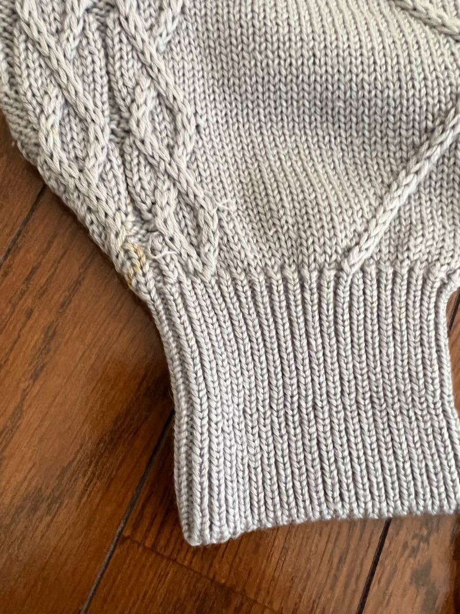  Vネックセーター(L) グレー 日本製 イタリア糸