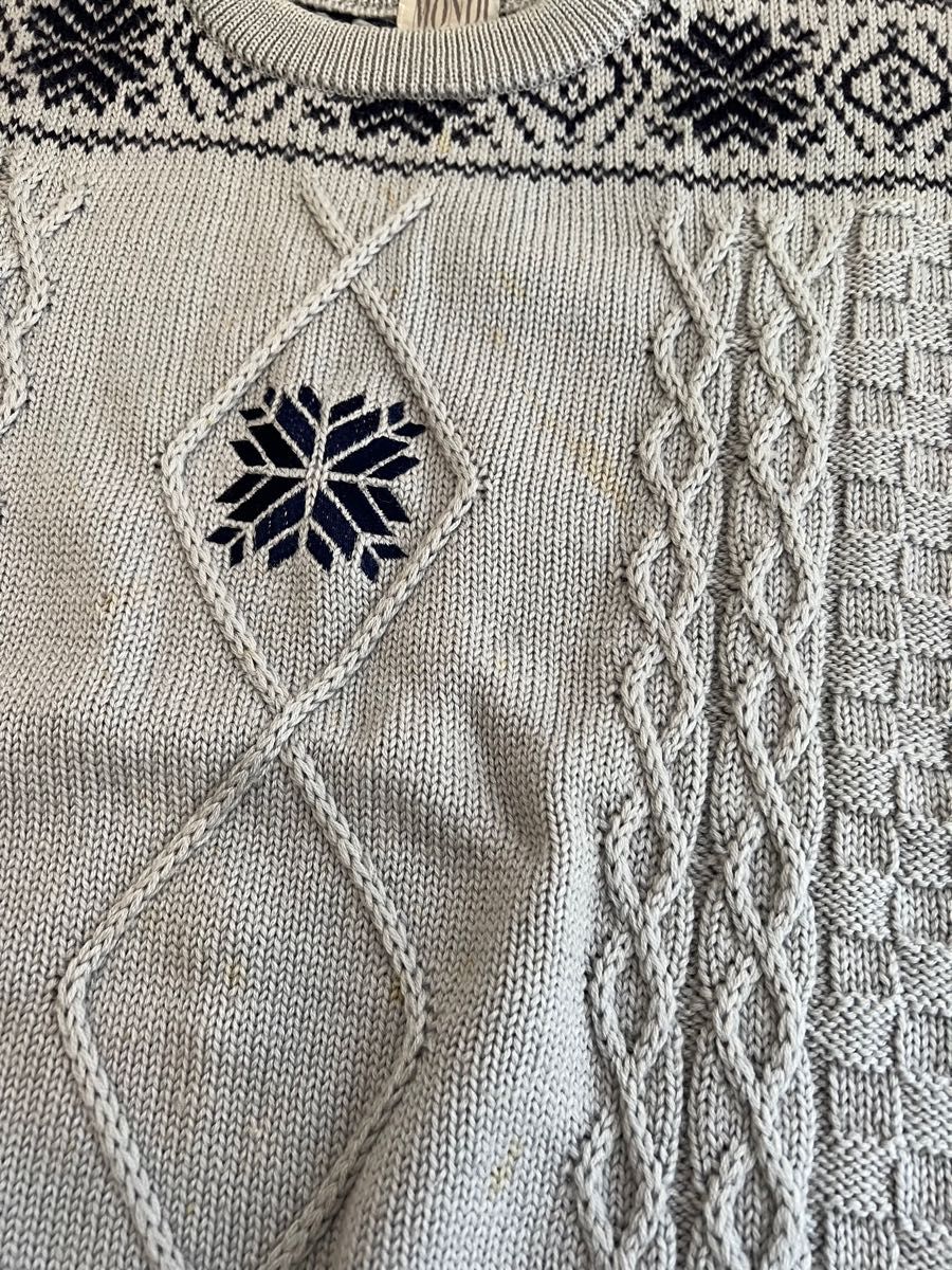  Vネックセーター(L) グレー 日本製 イタリア糸
