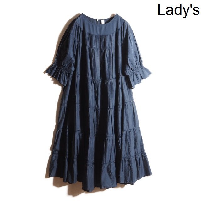 M1286P　▼Merlette マーレット▼　新品 PARADIS DRESS コットンローン はしごレース ティアード ワンピース ネイビー 紺 M 春夏 rb mks