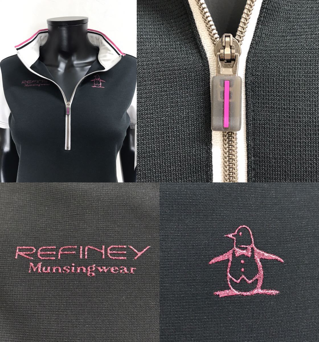 【USED】Munsingwear マンシングウェア REFINEY ハーフジップ ハイネック 半袖 シャツ ブラック 黒 レディース L ゴルフウェア_画像7