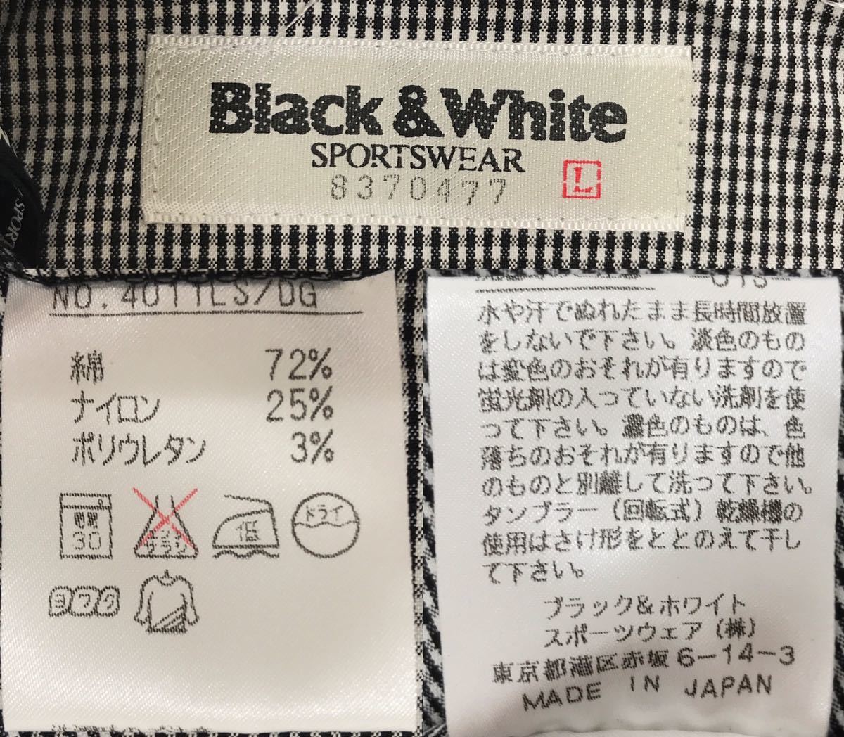 【USED】Black&White ブラックアンドホワイト 綿 ハーフ パンツ ドッグ 犬 ロゴ刺繍 チェック柄 グレー系 レディース L ゴルフウェア_画像9