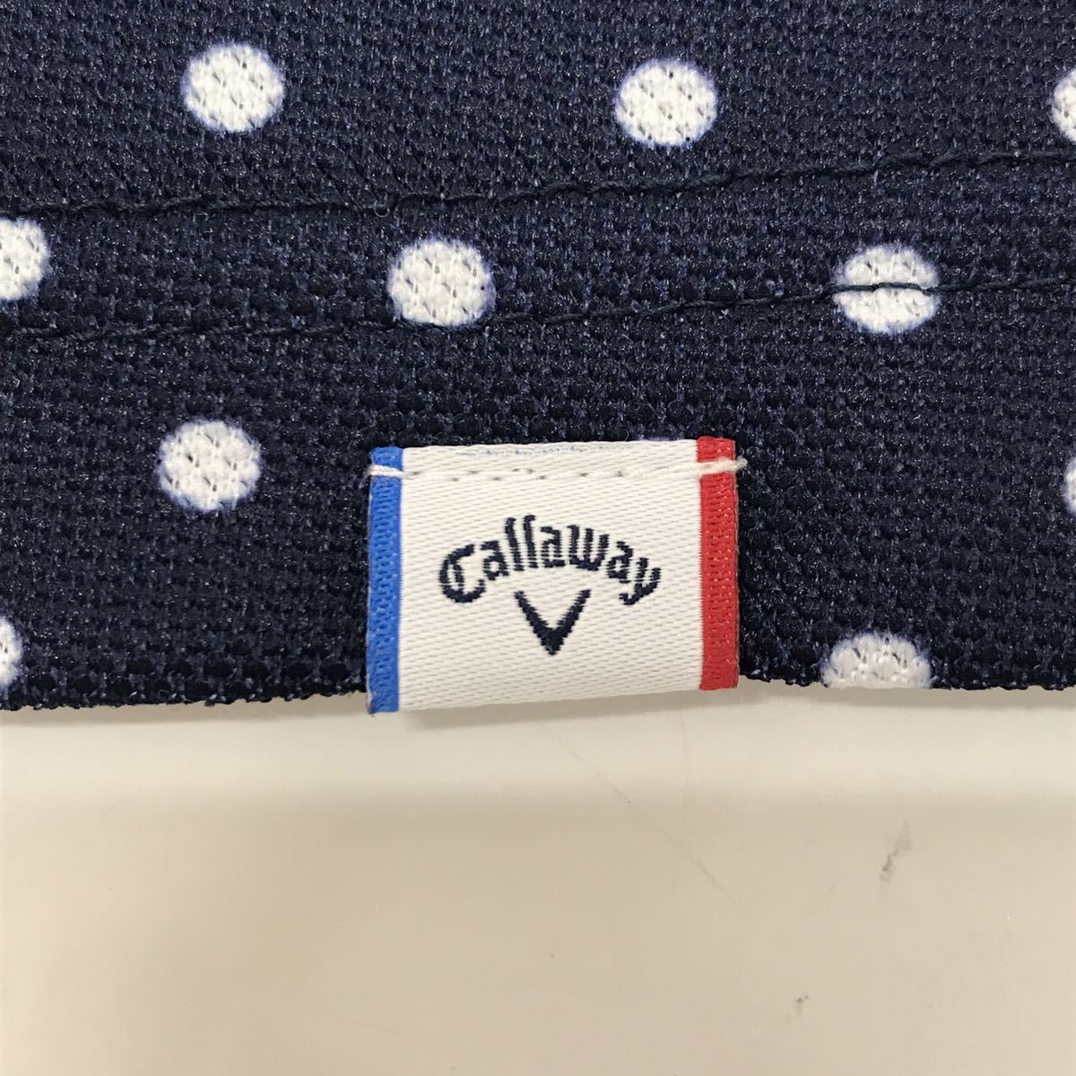 [USED]Callaway Callaway полиэстер с высоким воротником рубашка с коротким рукавом точка рисунок темно-синий темно-синий женский L Golf одежда 