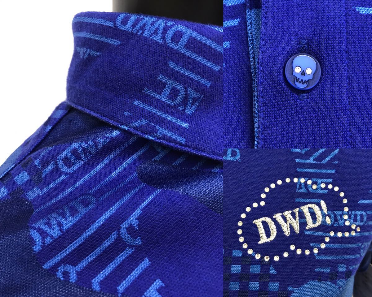 【USED】DANCE WITH DRAGON ダンスウィズドラゴン ポリエステル 半袖 ポロシャツ ロゴ刺繍 ブルー 青 レディース 2 M ゴルフウェア_画像7