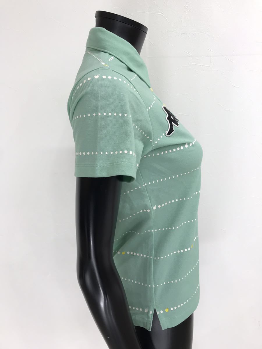 【USED】Kappa カッパ ポリエステル 半袖 ポロシャツ ワッペン グリーン系 緑 レディース M ゴルフウェア_画像4