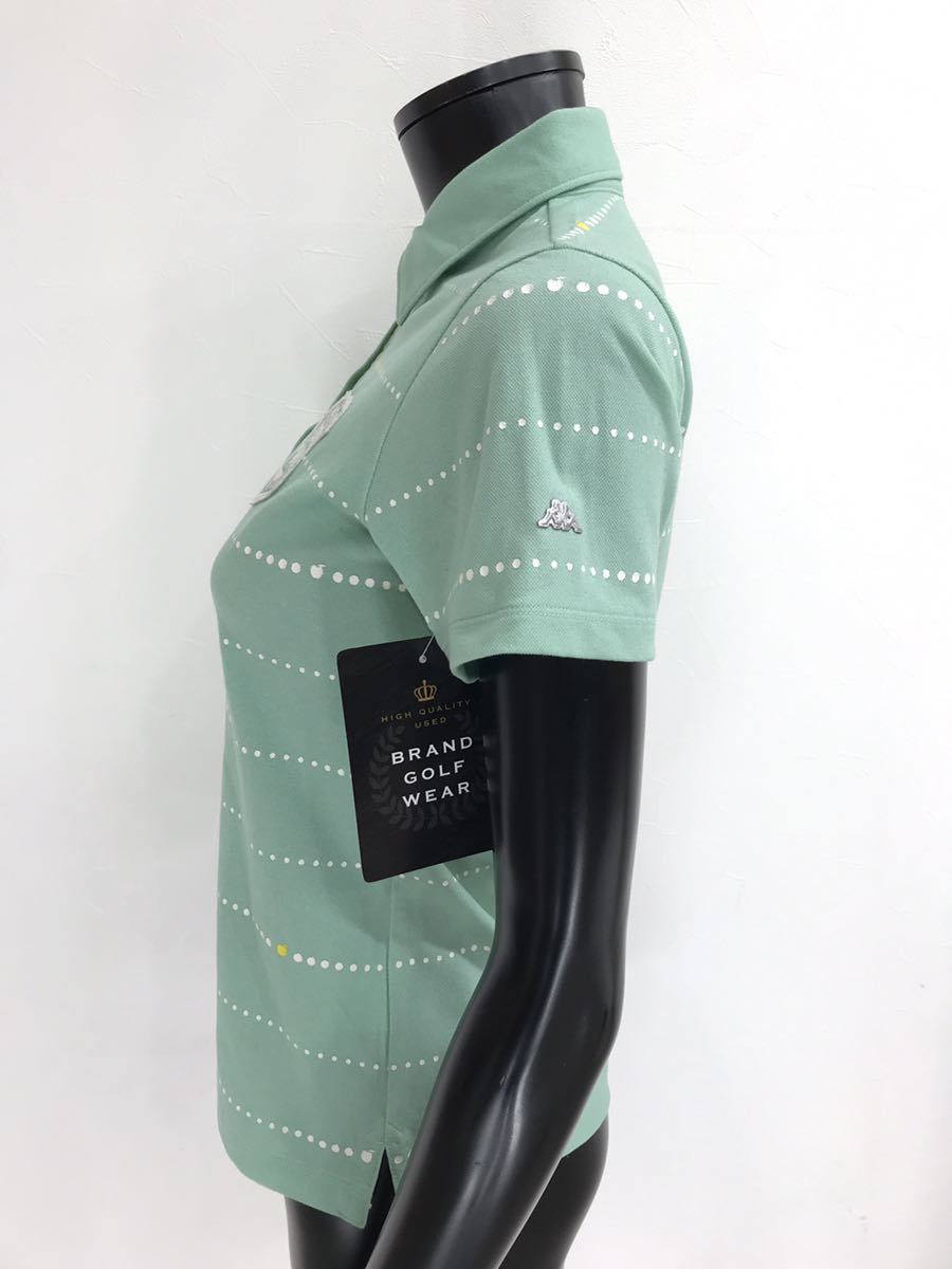 【USED】Kappa カッパ ポリエステル 半袖 ポロシャツ ワッペン グリーン系 緑 レディース M ゴルフウェア_画像2
