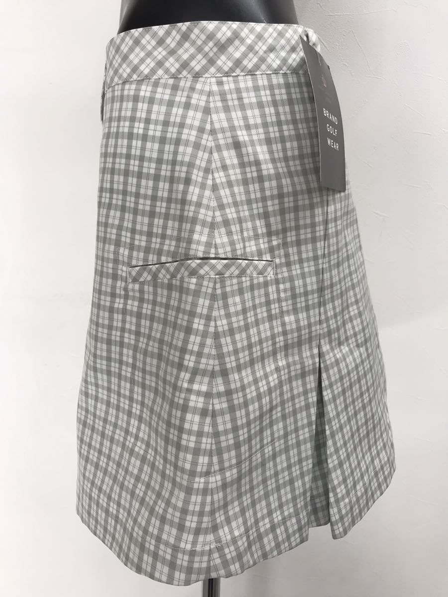 【USED】FIDRA フィドラ ポリエステル インナーパンツ一体型 スカート チェック柄 グレー系 レディース L ゴルフウェア_画像2