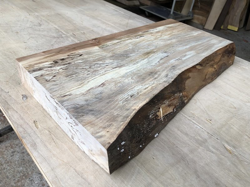 EF70F】栃 450×～250×55㎜ スポルテッド 極上杢 一枚板 材料 天然木 