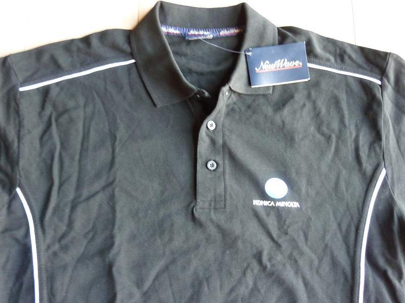 * unused KONICA MINOLTA Konica Minolta gorgeous version short sleeves wear polo-shirt men's commodity tag attaching! postage postal 360 jpy only *