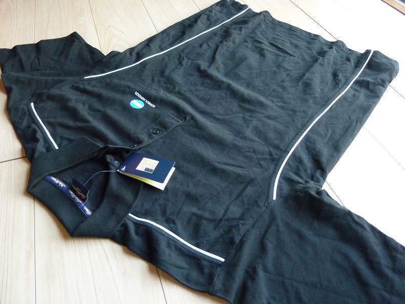 * unused KONICA MINOLTA Konica Minolta gorgeous version short sleeves wear polo-shirt men's commodity tag attaching! postage postal 360 jpy only *