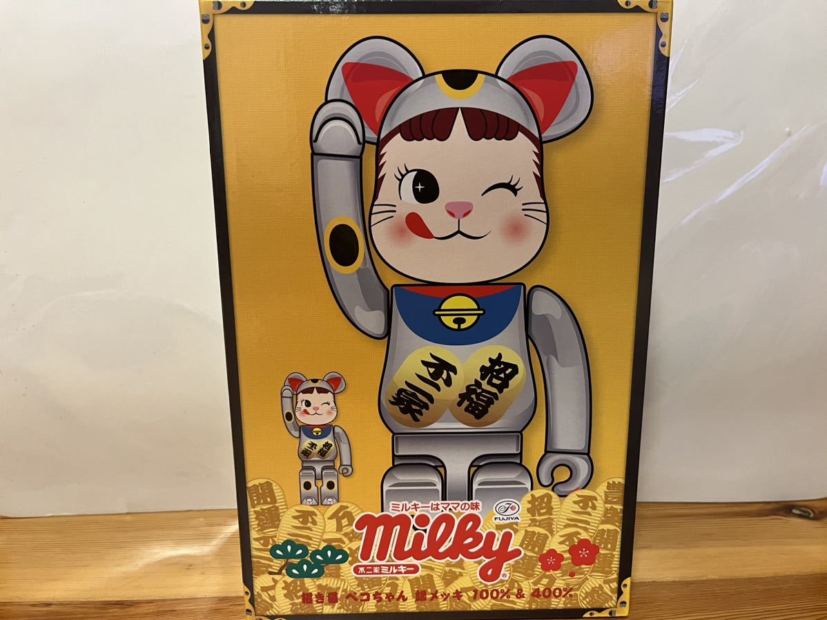 BE@RBRICK ベアブリック 招き猫 ペコちゃん 銀メッキ100%&400%-