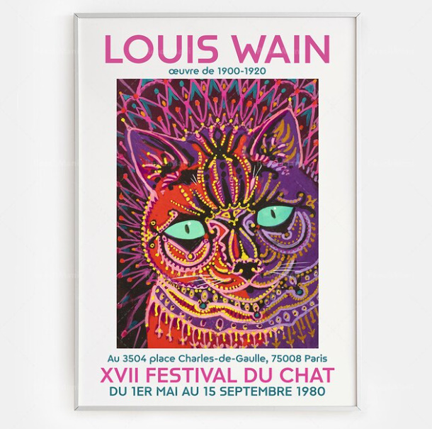 G2840 ルイス・ウェイン Louis Wain 猫 ネコ キャンバスアートポスター 50×70cm イラスト インテリア 雑貨 海外製 枠なし G_画像1