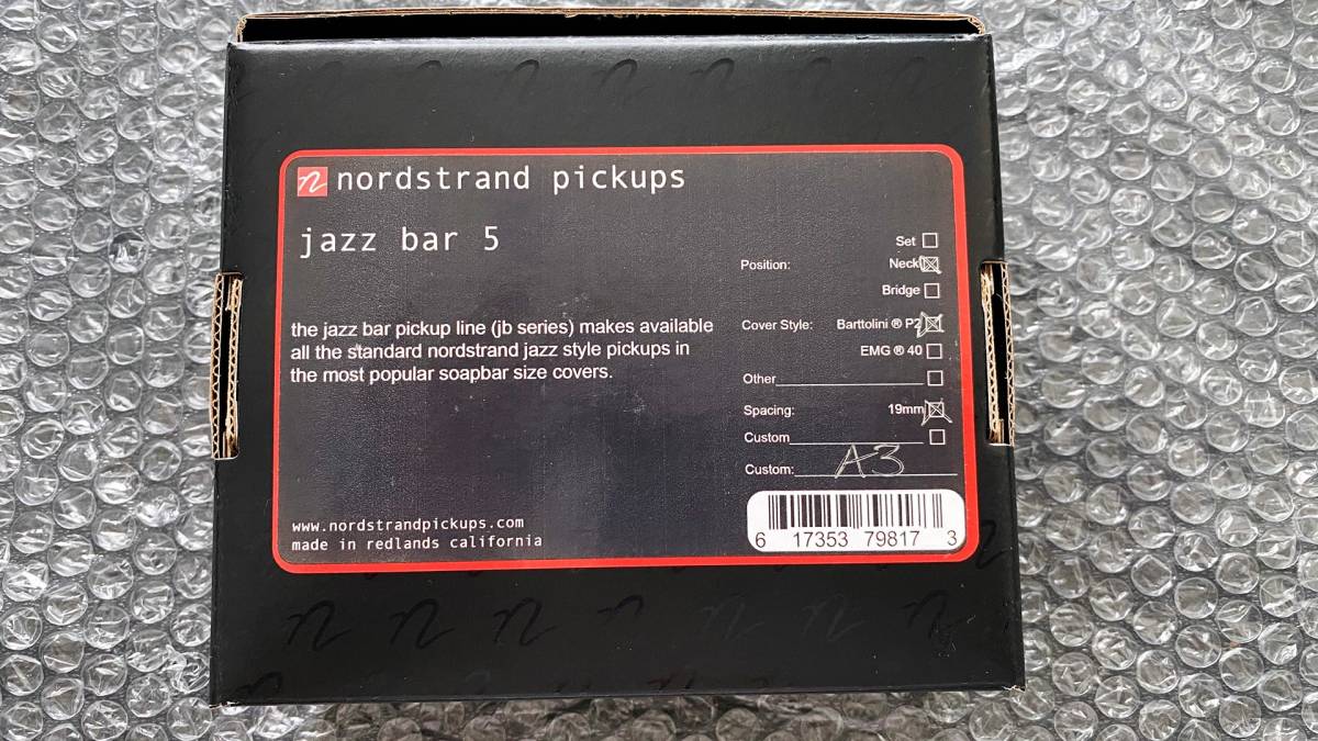 新品未開封 NORDSTRAND PICKUP ( ノードストランドピックアップ ) / Jazz Bar 5n Alnico3 ネック側のみ bartolini P2_画像2