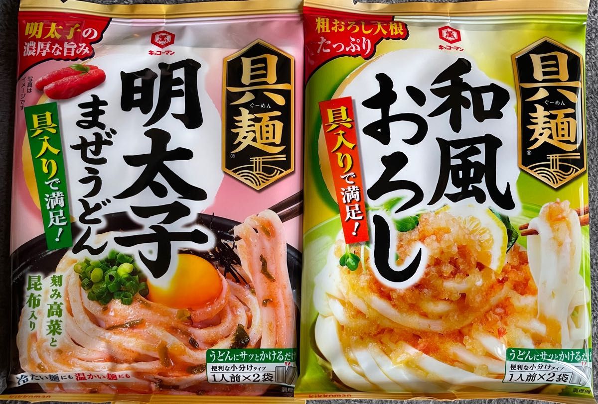 キッコーマン食品 具麺 明太子まぜうどん 和風おろし|PayPayフリマ キッコーマン 具麺 和風おろし レトルト 6点セット うまい棒付き