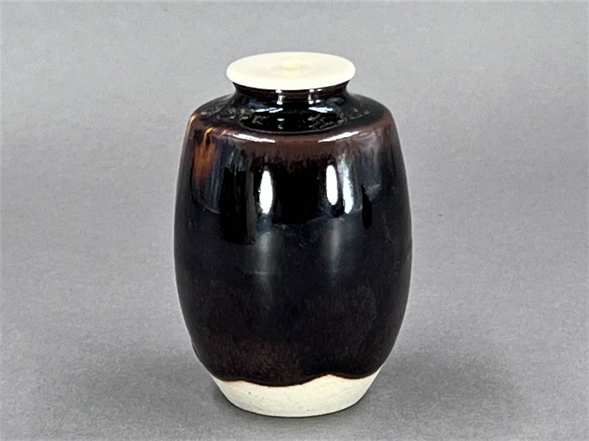 好日)うぶだし 京焼名工 二代 桶谷定一 肩衝茶入 茶道具 保証品