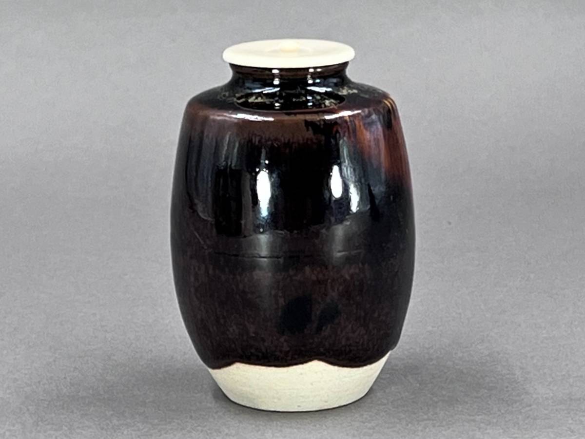 好日)うぶだし 京焼名工 二代 桶谷定一 肩衝茶入 茶道具 保証品