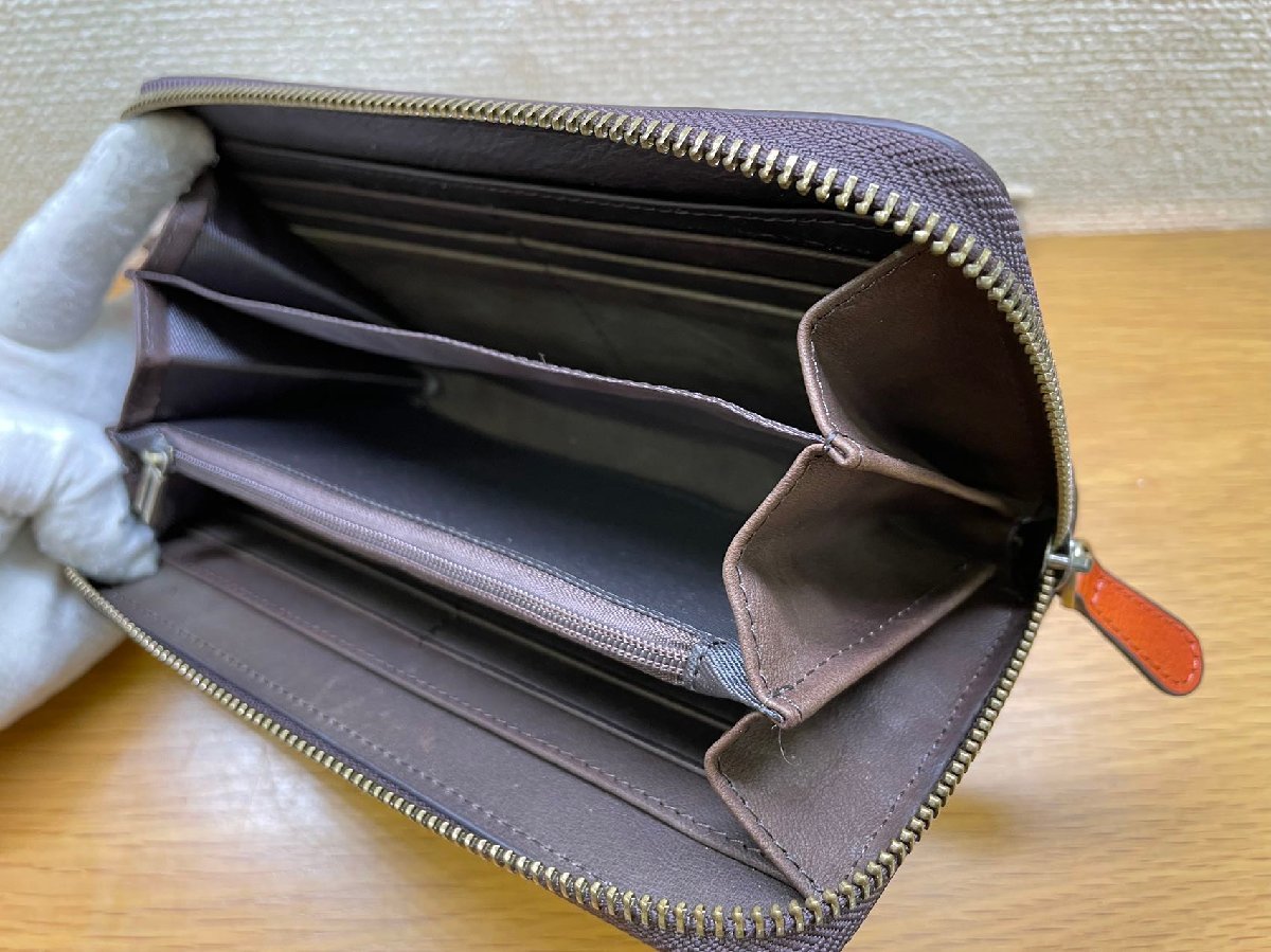 1円 新品 錦鯉 イタリアン 本革 長財布 牛革型押し ウォレット 牛ヌメ