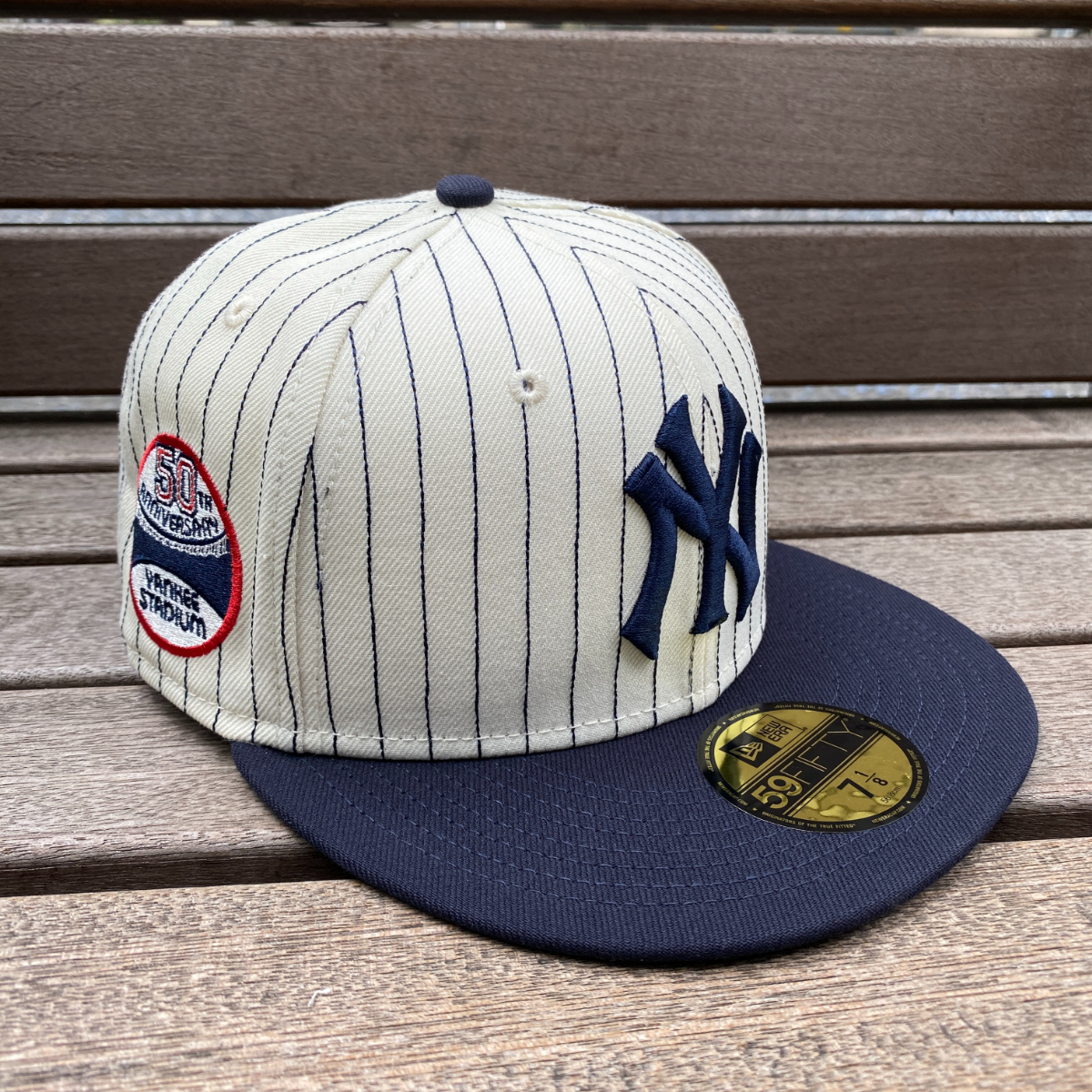 USA限定【7】Newera ニューエラ 59FIFTY MLB ニューヨーク ヤンキース NY Yankees 50周年記念 ピンストライプ 2トーン Cooperstown