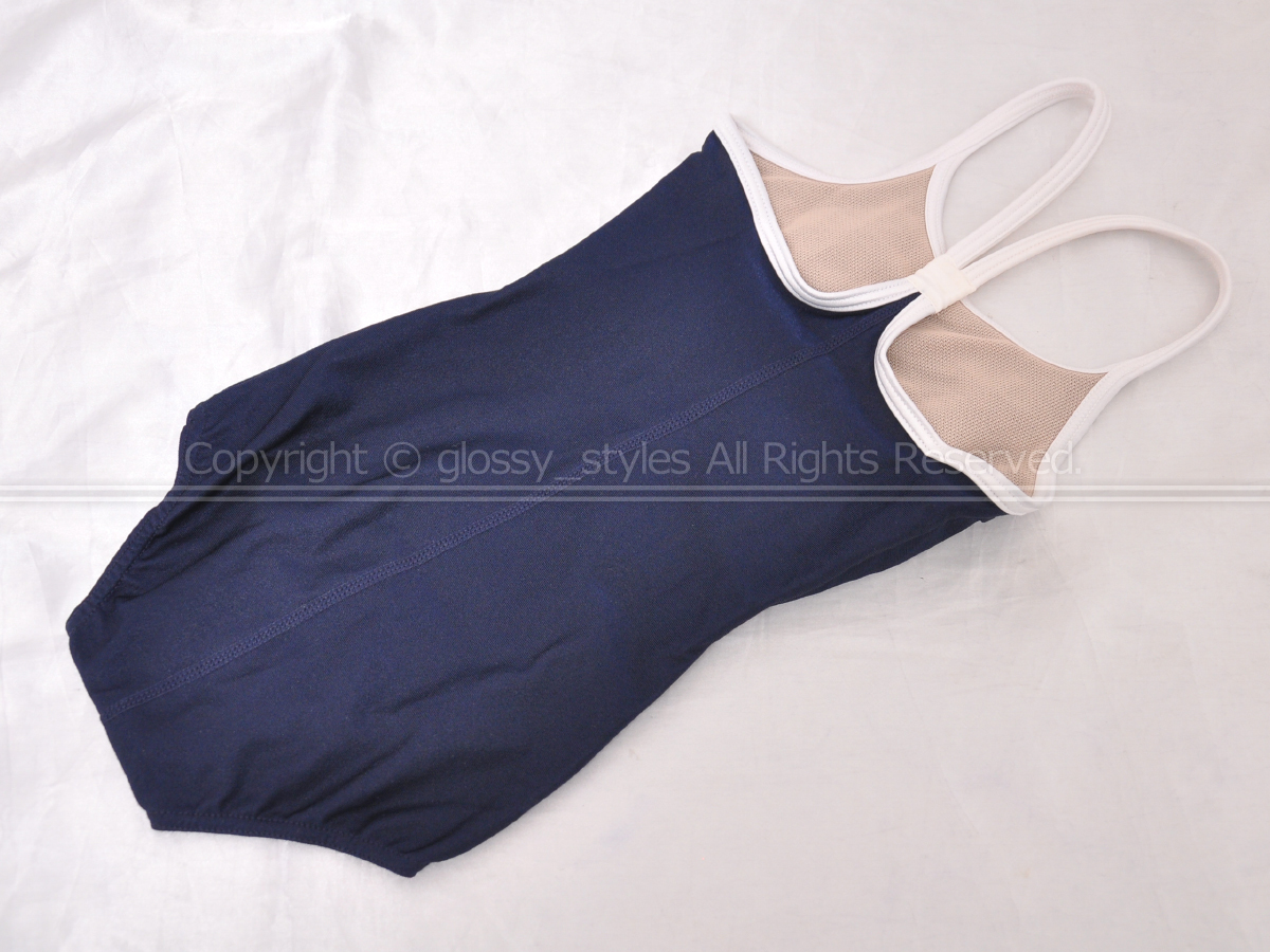 L1207-60# new goods DIVER art long white piping woman swimming sport swimsuit navy blue × white 110