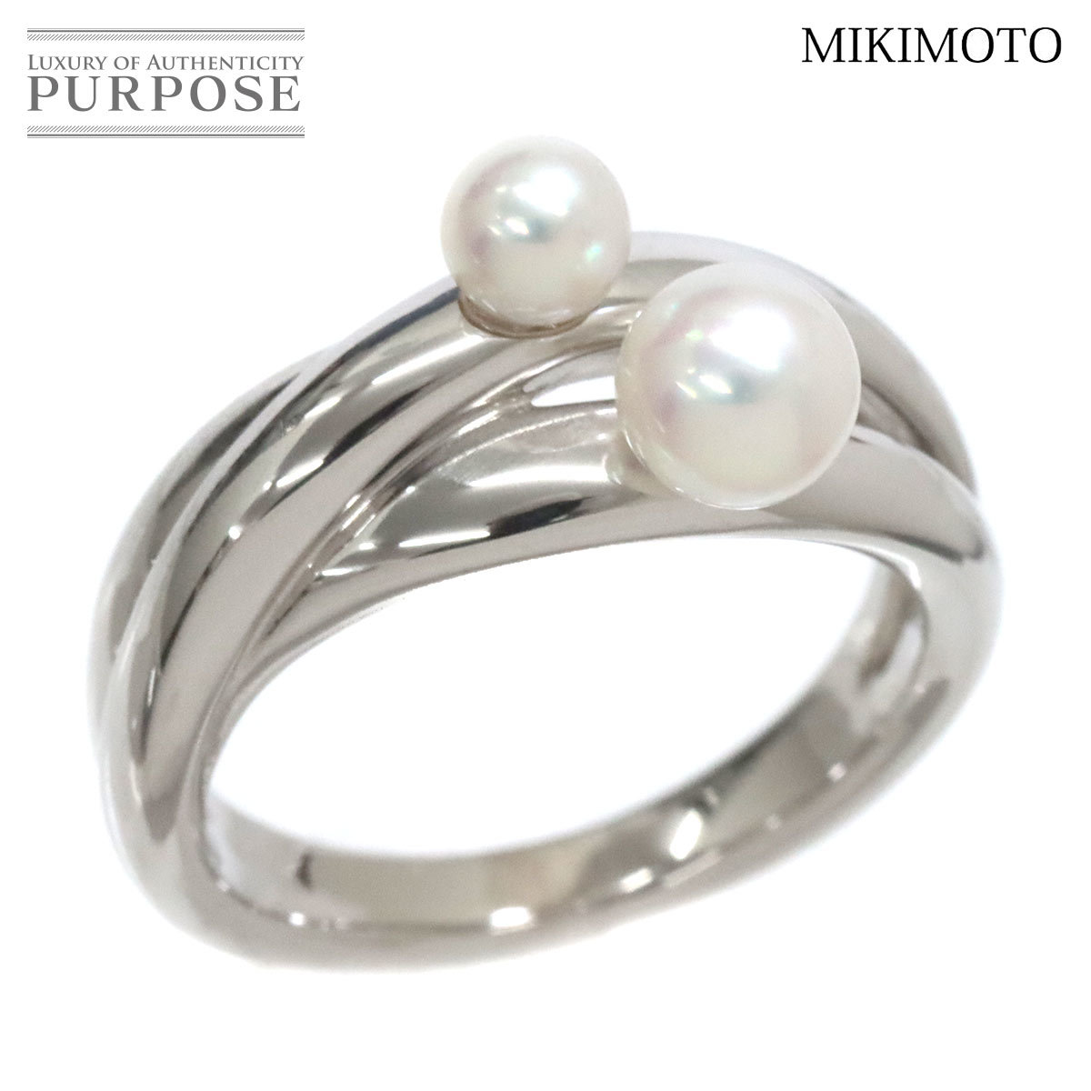 ミキモト MIKIMOTO 10号 リング アコヤ真珠 5.2-4.0mm K18 WG ホワイトゴールド 750 パール 指輪 Pearl Ring 90187428