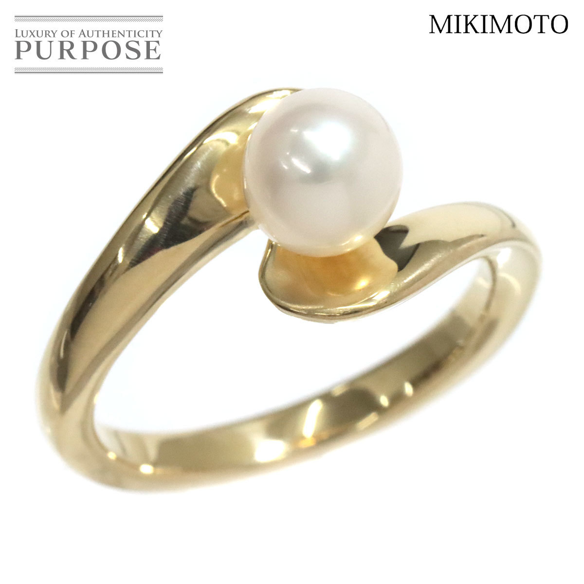 ミキモト MIKIMOTO アコヤ真珠 6.0mm 9号 リング K18 YG イエローゴールド 750 パール 指輪 Akoya Pearl Ring 90187314