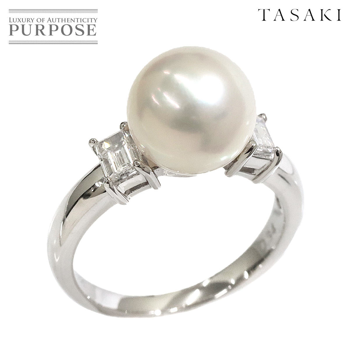 100％本物 0.34ct ダイヤ 9.2mm アコヤ真珠 リング 9号 TASAKI タサキ