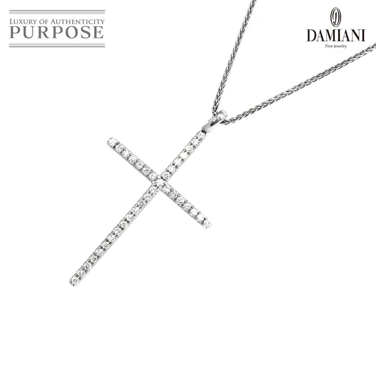 ダミアーニ DAMIANI ミステリー クロス ダイヤ ネックレス 46cm K18 WG ホワイトゴールド 750 Mystery Cross Diamond Necklace 90190056